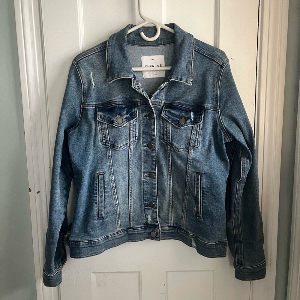 Evereve The Ever Womens Denim Blue Jean Jacket Large